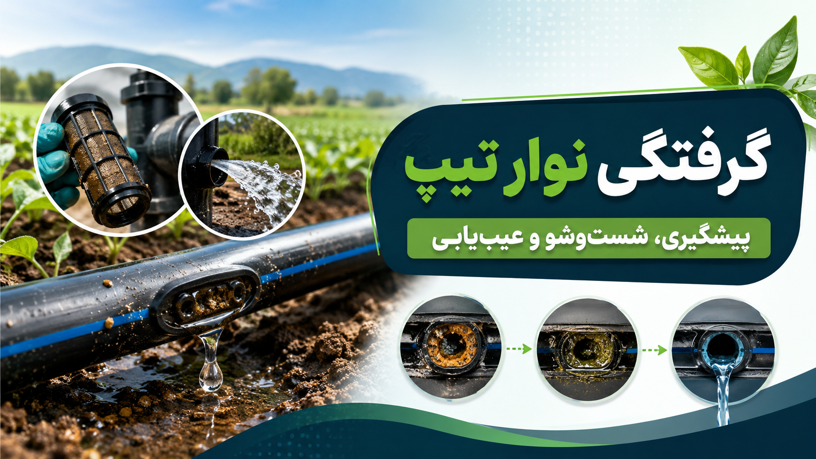 علت گرفتگی نوار تیپ و روش شست‌وشوی خطوط آبیاری قطره‌ای