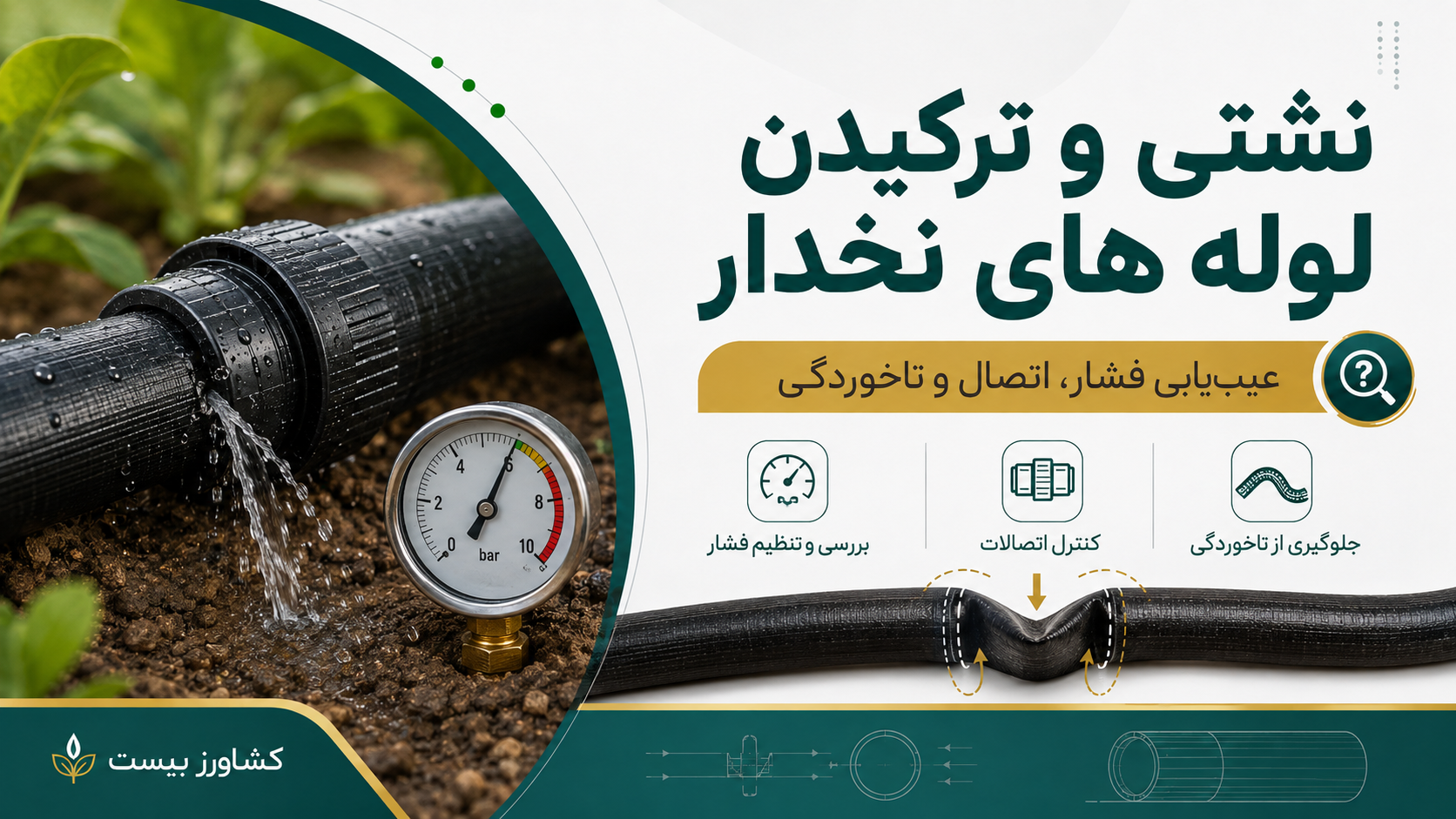 عیبیابی نشتی و پارگی لوله نخدار در سیستم آبیاری کشاورزی