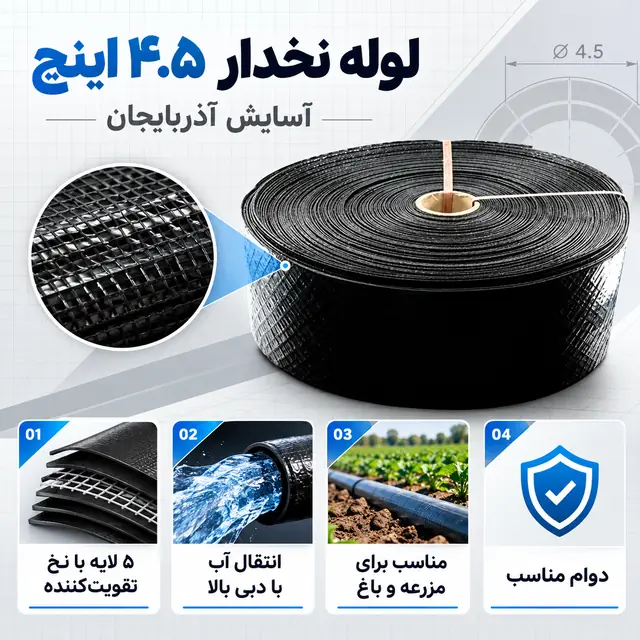 لوله نخدار ۴.۵ اینچ آسایش آذربایجان ۵ لایه ۱۰۰ متری - تصویر گالری 8 از 8