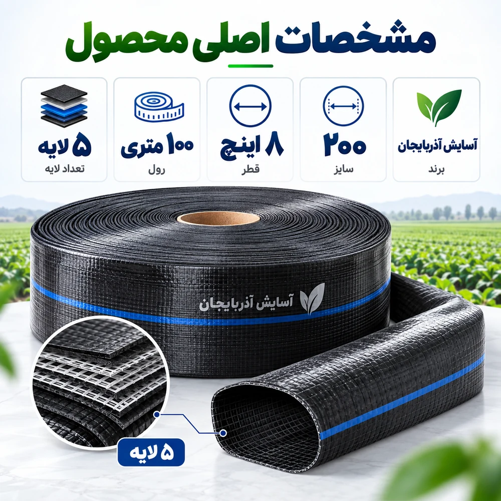 لوله نخدار ۸ اینچ آسایش آذربایجان ۵ لایه ۱۰۰ متری - تصویر گالری 5 از 8