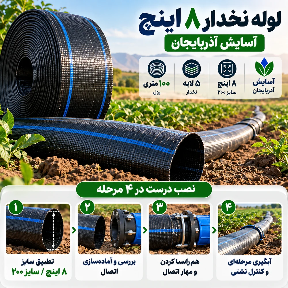 لوله نخدار ۸ اینچ آسایش آذربایجان ۵ لایه ۱۰۰ متری - تصویر گالری 8 از 8