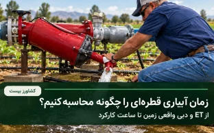 محاسبه زمان آبیاری قطره‌ای بر اساس ET و دبی واقعی زمین
