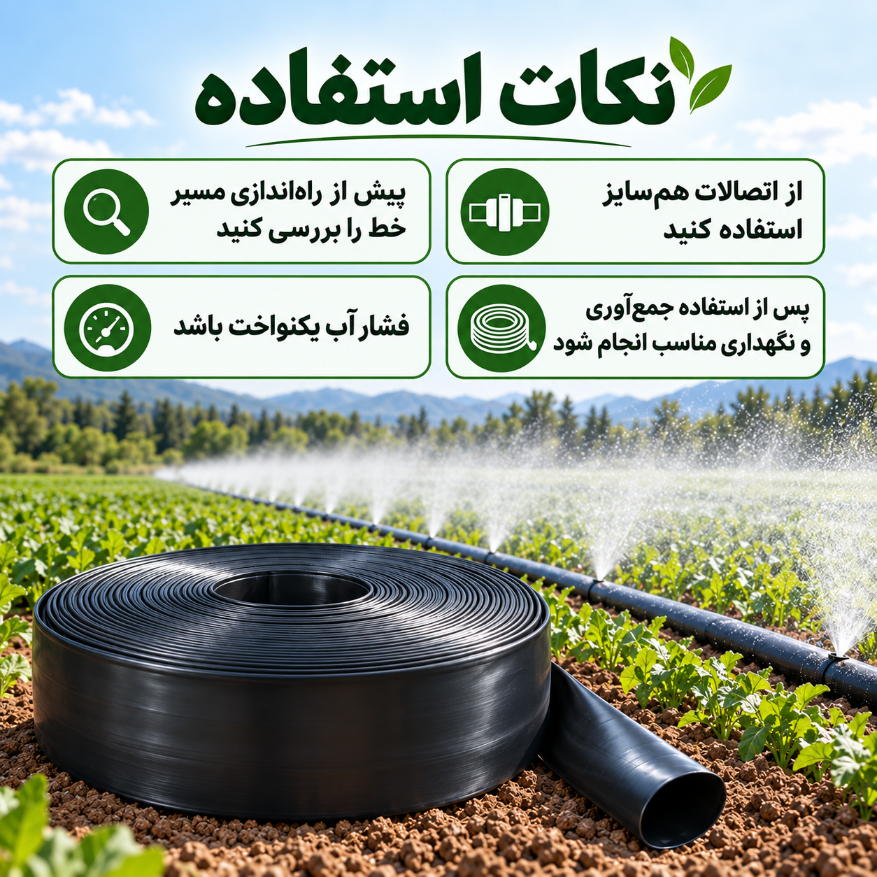 نکات استفاده و نگهداری لوله بارانی مه‌پاش ۲ اینچ آسایش آذربایجان